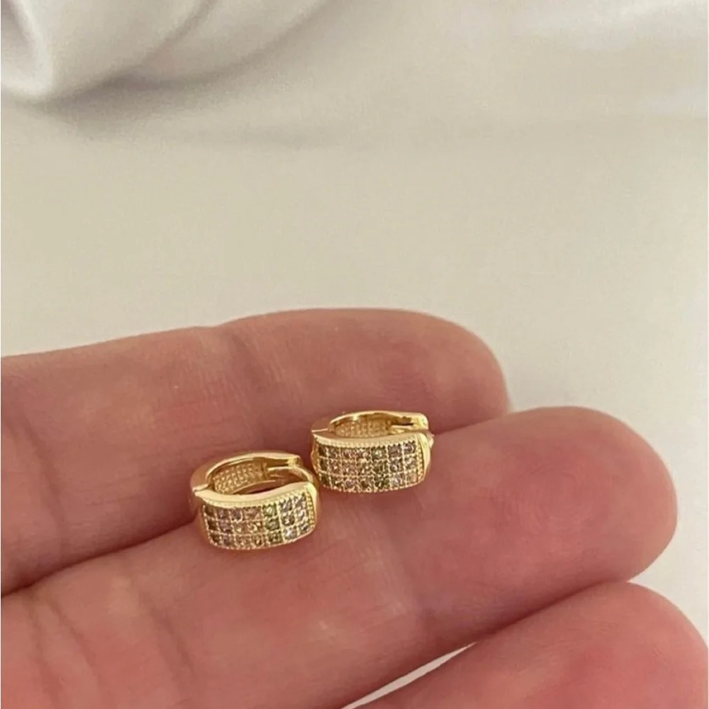 Kids Gold Pave Huggie Earrings with Sparkling Stones